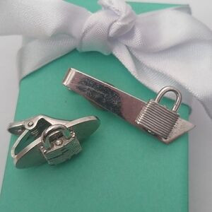 Vintage Master Lock Co. Promo Employee Tie Bar  1960's Padlock, Set of 2